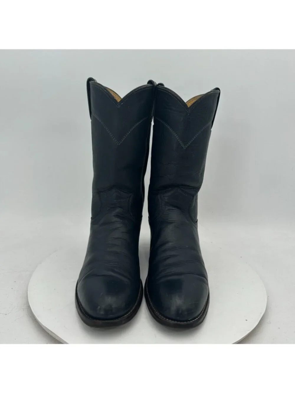 Justin L 3057 Women Size 6A Black Leather Roper Pull On Cowgirl Western Boot